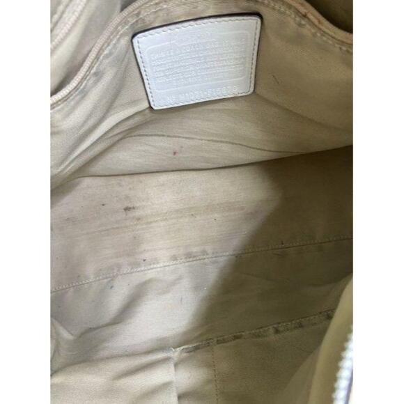 coach bag cream black fabric tote - Picture 9 of 10